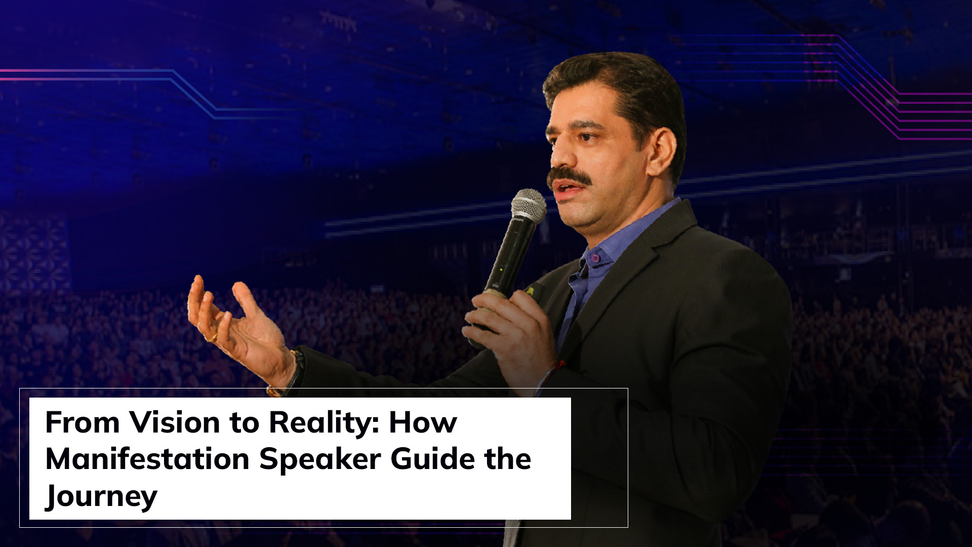 Manifestation speaker inspiring audience on vision and goal setting