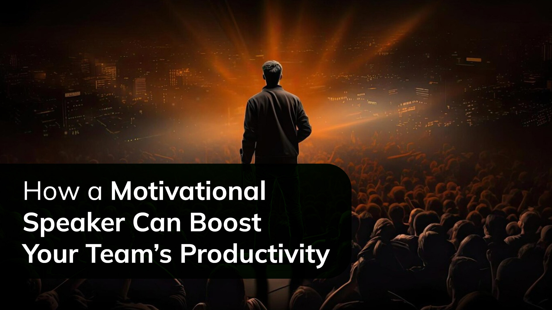 Motivational speaker addressing a corporate team to boost productivity