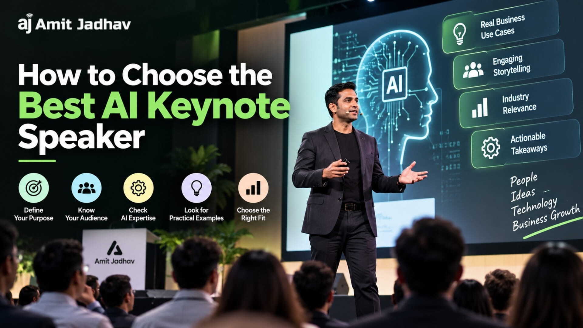 Amit Jadhav presenting AI keynote strategies for choosing the right AI speaker for business events