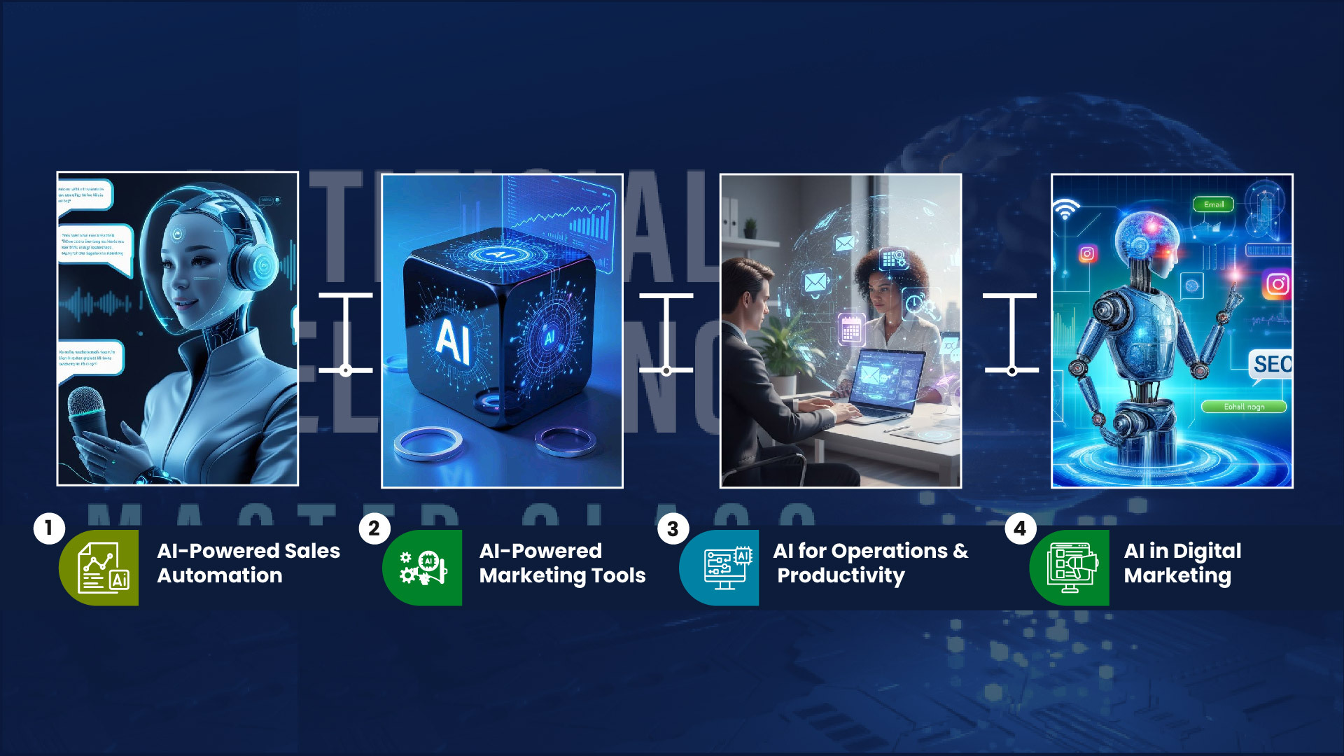 Key skills you learn in an AI masterclass including automation AI tools and business strategy
