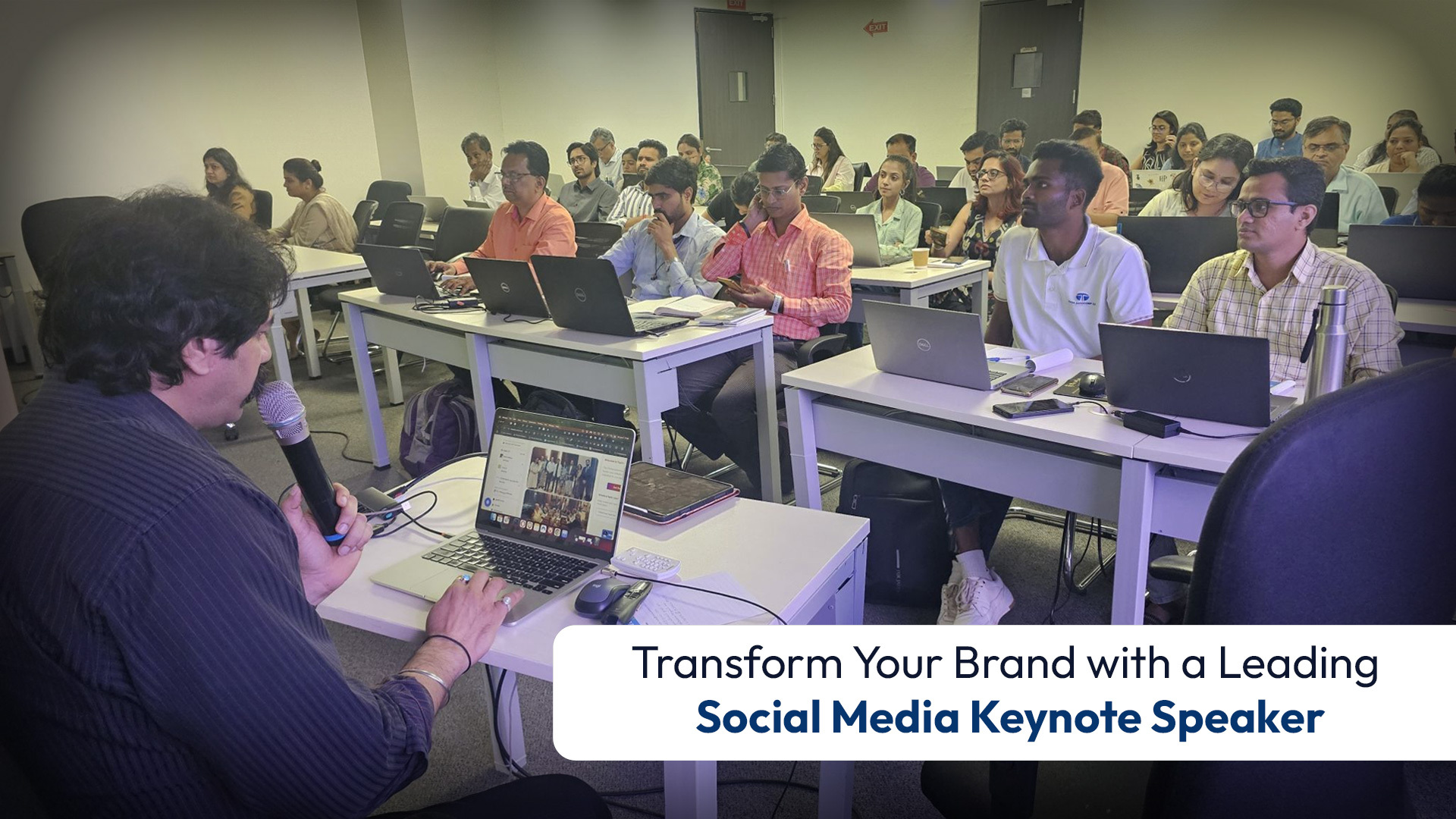 Social media expert sharing growth strategies at a keynote session