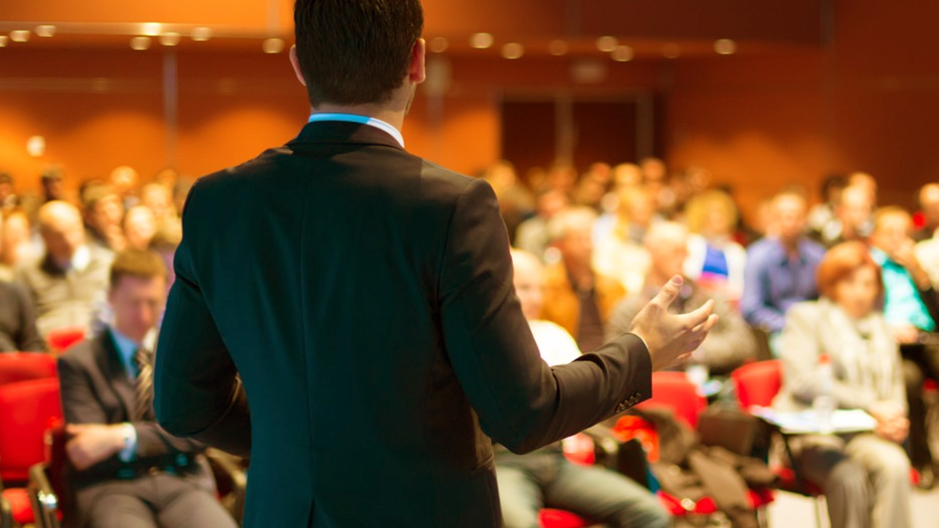 Leading keynote speaker talking about digital marketing and brand strategy