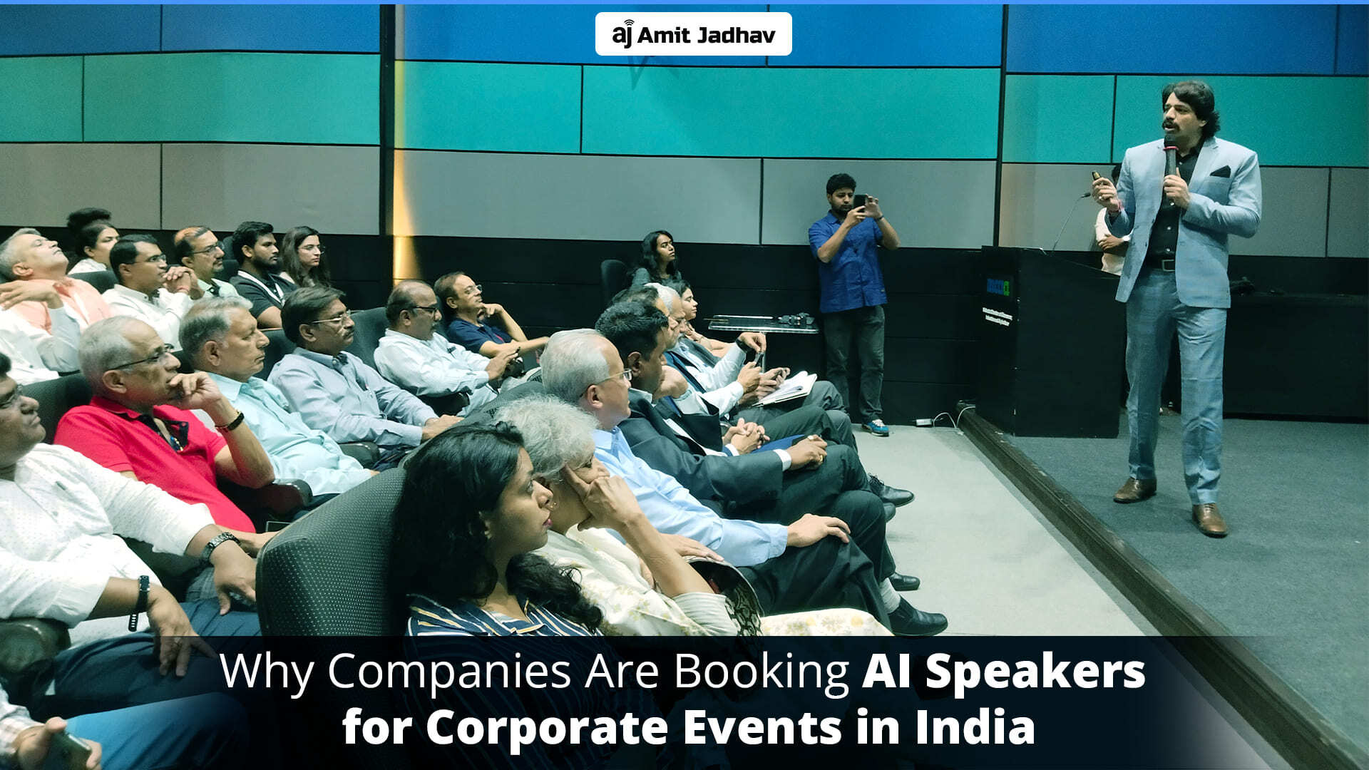 AI speaker at corporate event in India motivating professionals