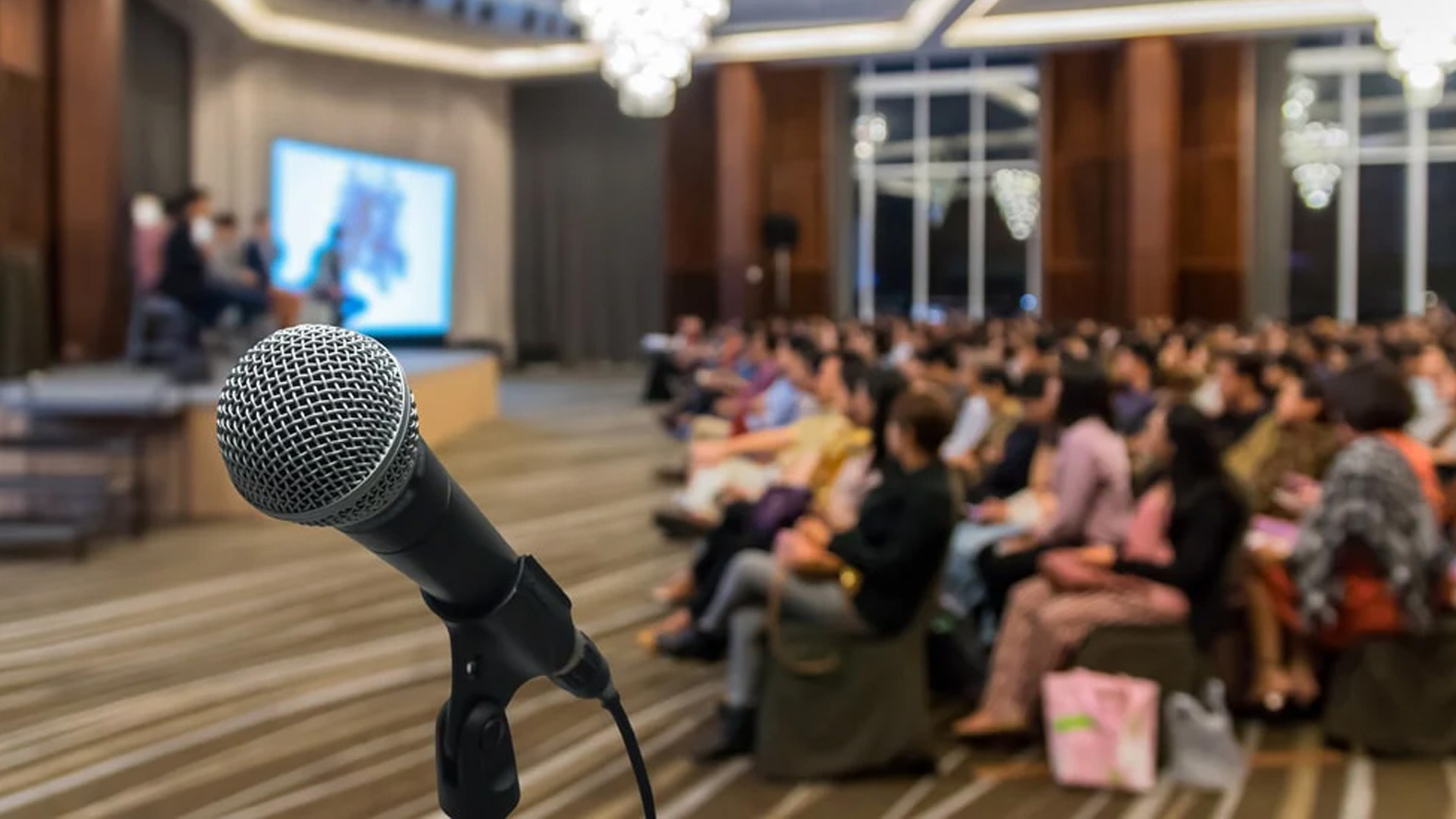Motivational speaker delivering impactful talk at business seminar